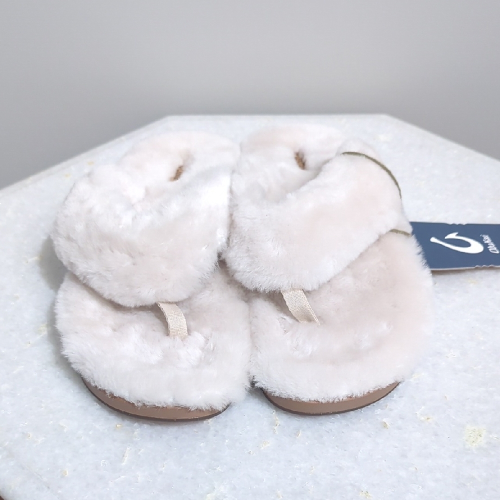 OluKai White and Brown Slippers